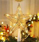 BrizLabs Christmas Tree Topper Lights, 9“ Plug in Christmas Star Treetop Light - Image 1
