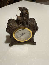 Vintage Style Cherub Cast Metal Desk Clock - Image 1