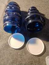 Avon Cobalt Blue Santa and Christmas Tree Glass Decanters - Image 1