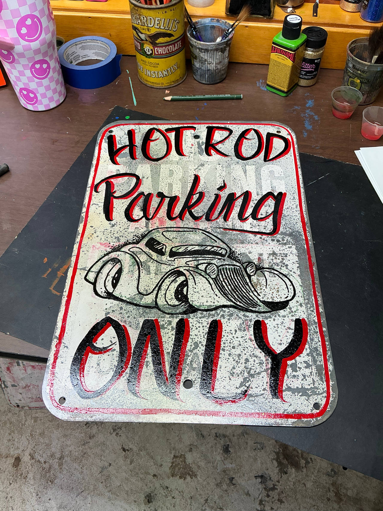 Hot Rod Parking Only Sign