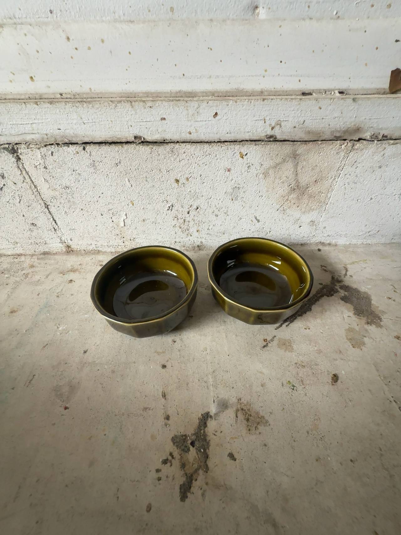 Arabia Finland Kosmos Olive Green Ceramic Bowl