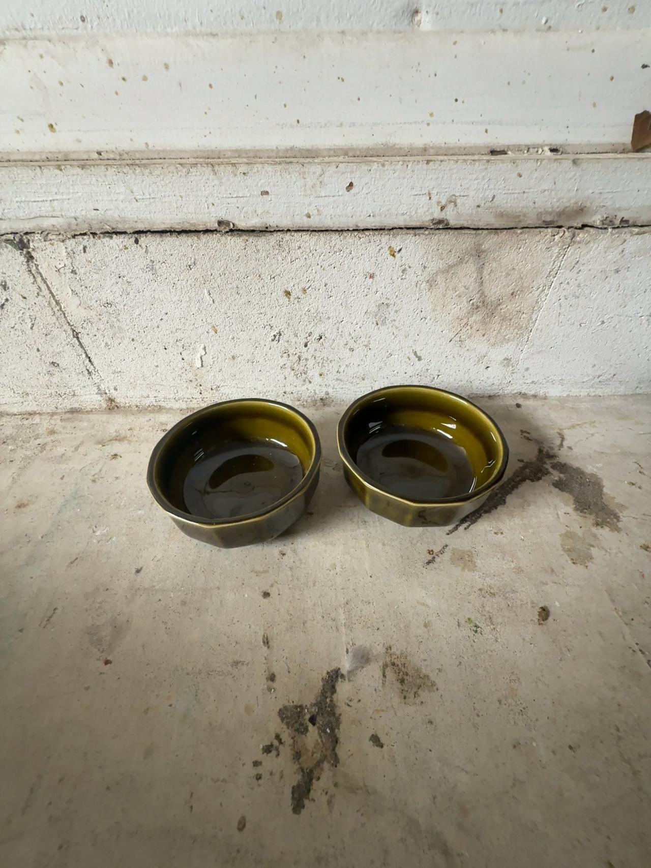 Arabia Finland Kosmos Olive Green Ceramic Bowl