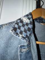 Yellow Peanut M&M Planet Mars Vintage Blue Denim Jacket Highway Jeans Large - Image 5