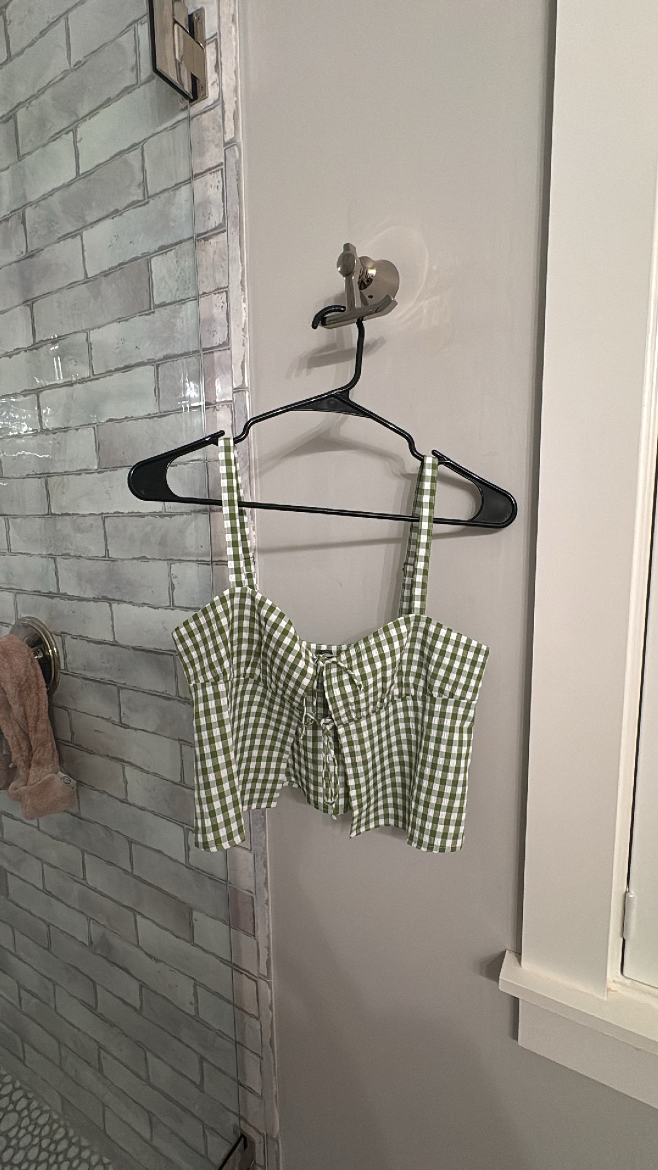 Green Gingham Crop Top