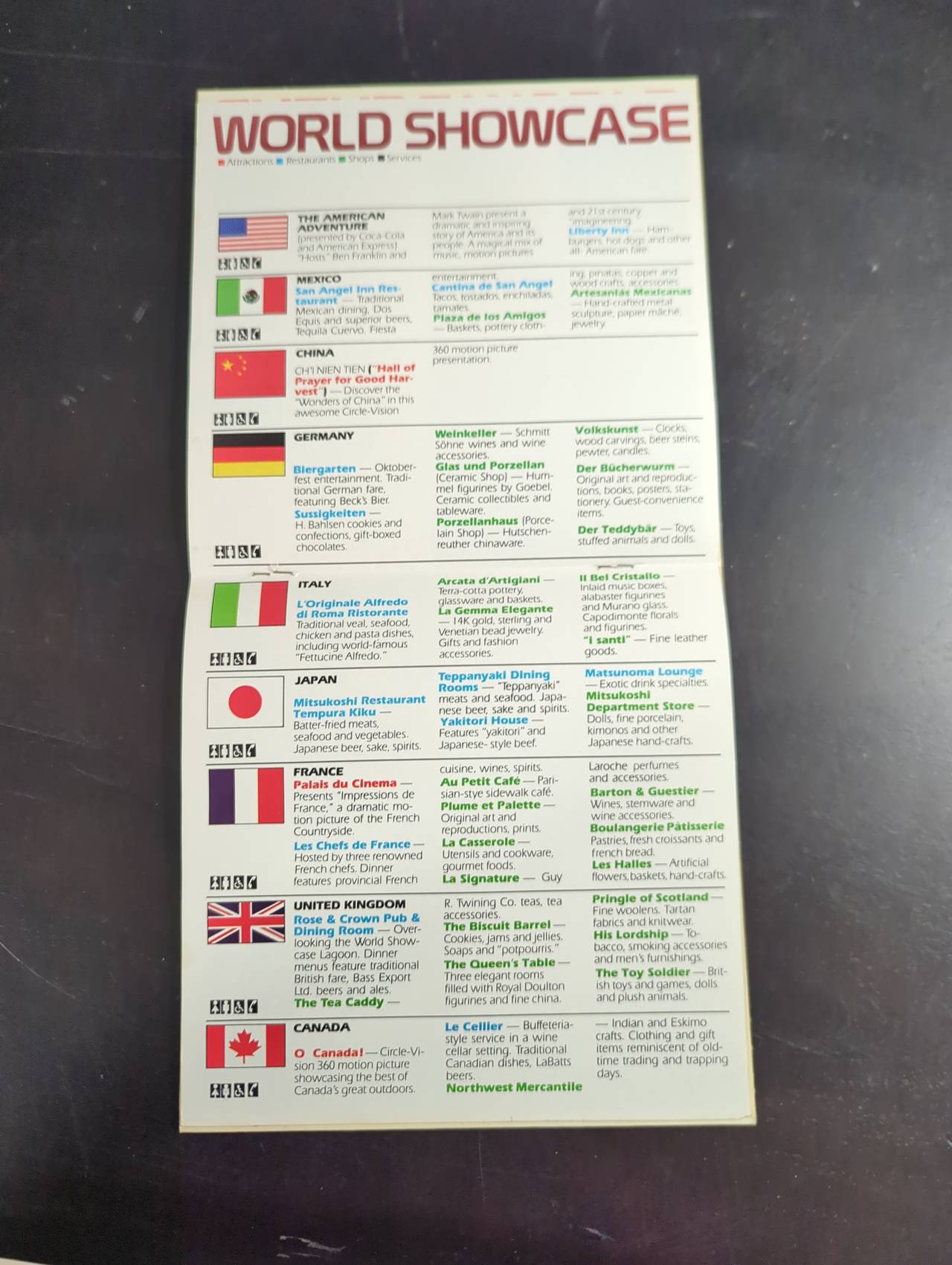 Vintage 1982 EPCOT Center Opening Year Map Guide
