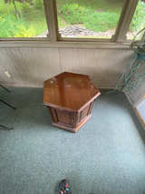 Hexagonal Wooden Side Table - Image 1