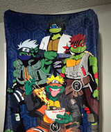 Teenage Mutant Ninja Turtles x Naruto Mashup Fleece Throw Blanket - Image 1