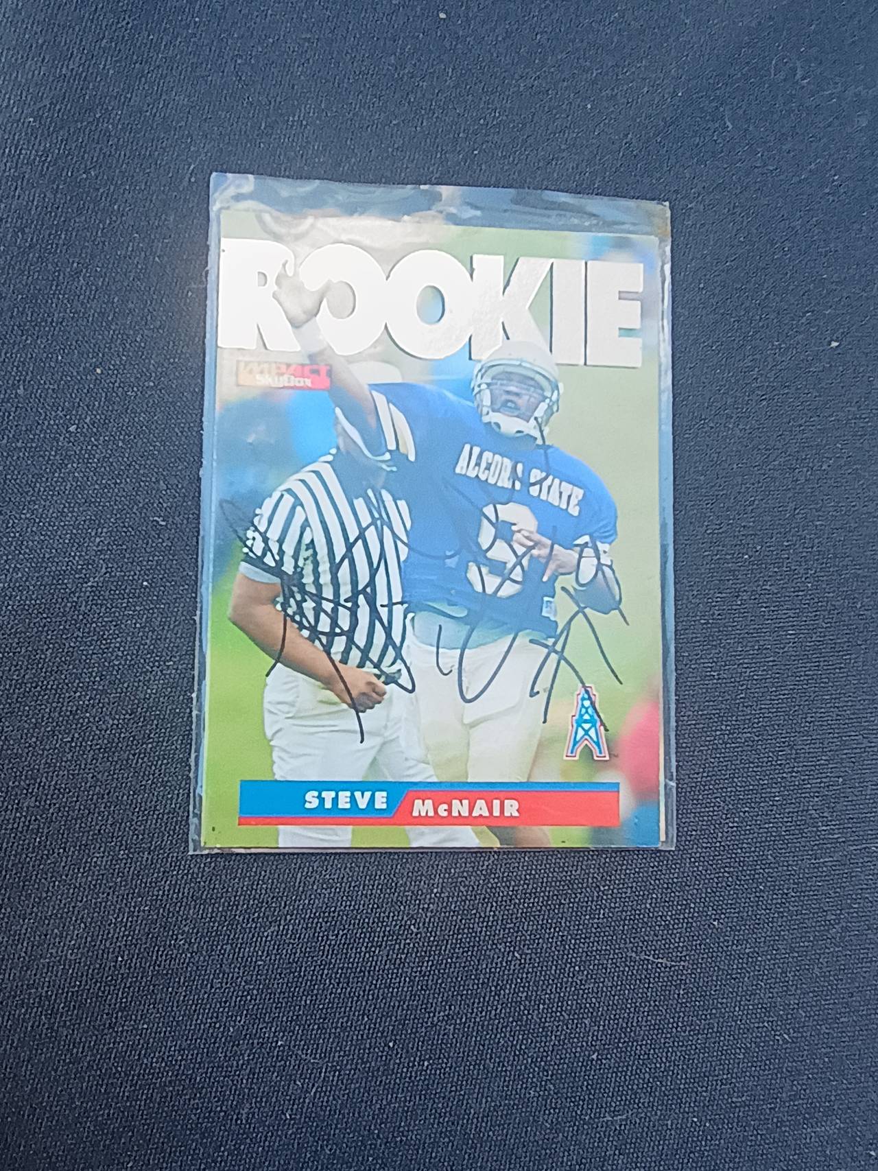 1995 SkyBox Impact Steve McNair Rookie Card #161 autographed