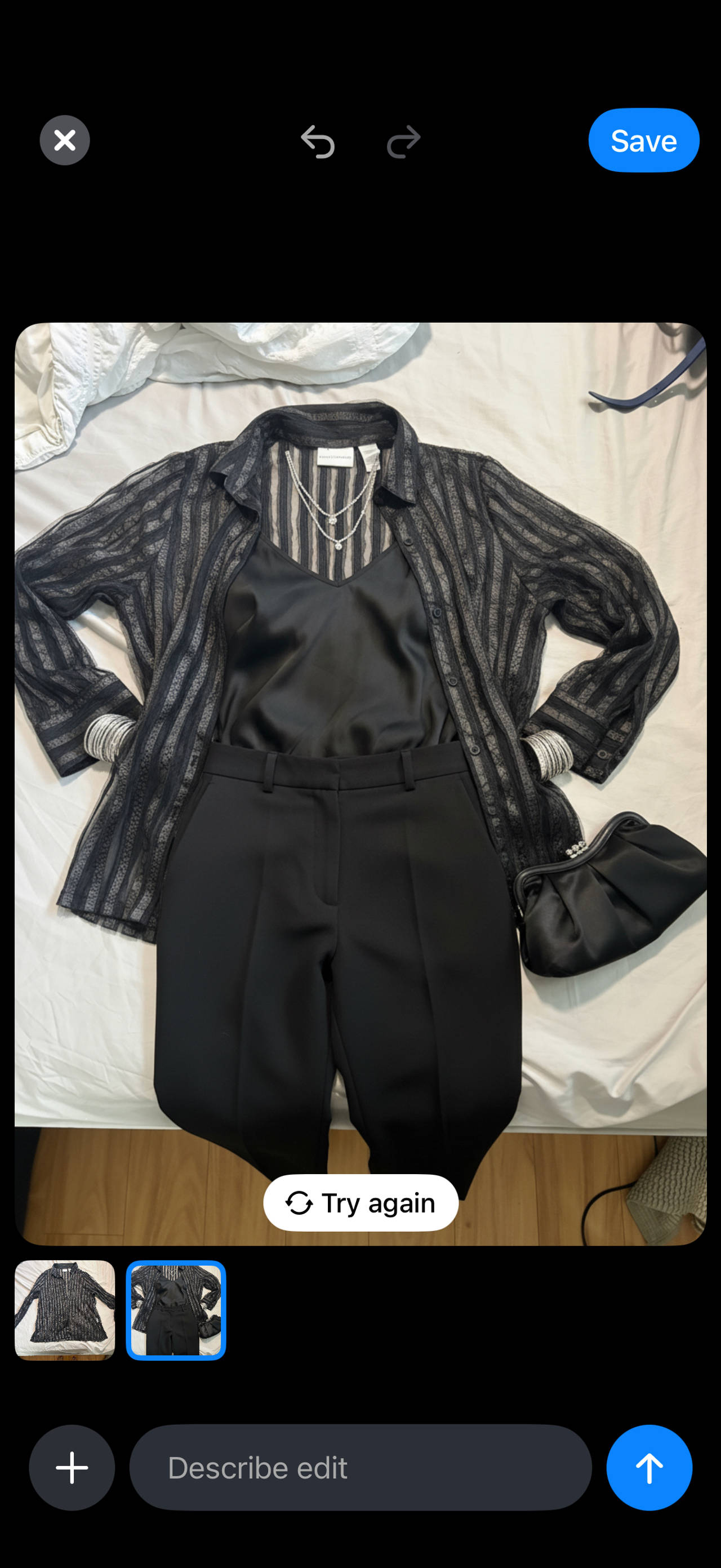 Alfred Dunner Sheer Striped Mesh Button Down Shirt