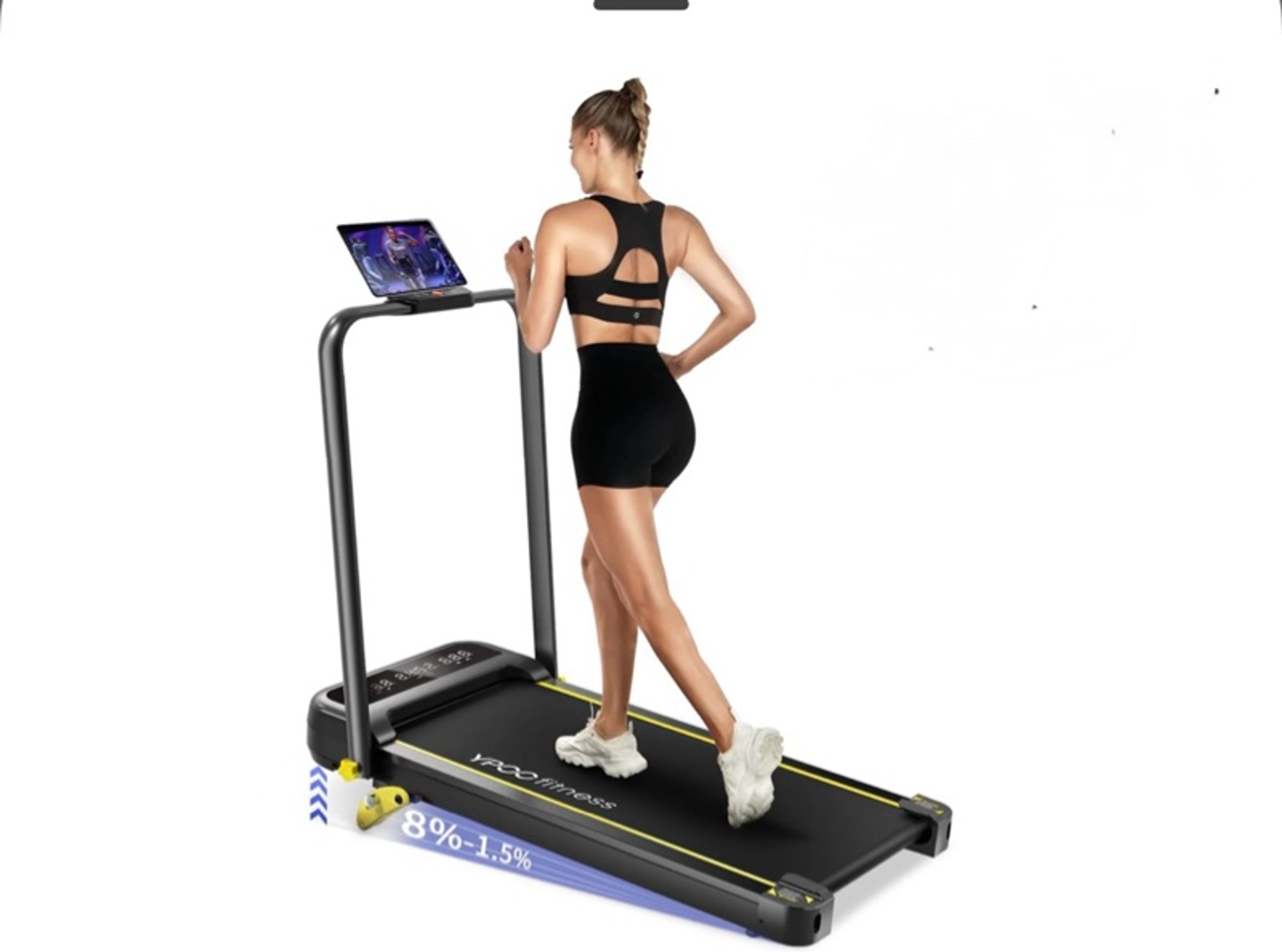 New YPOO Foldable Treadmill Black