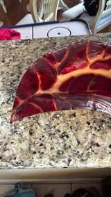 Vintage Italian Red and Gold Glass Leaf Bowl - Image 4