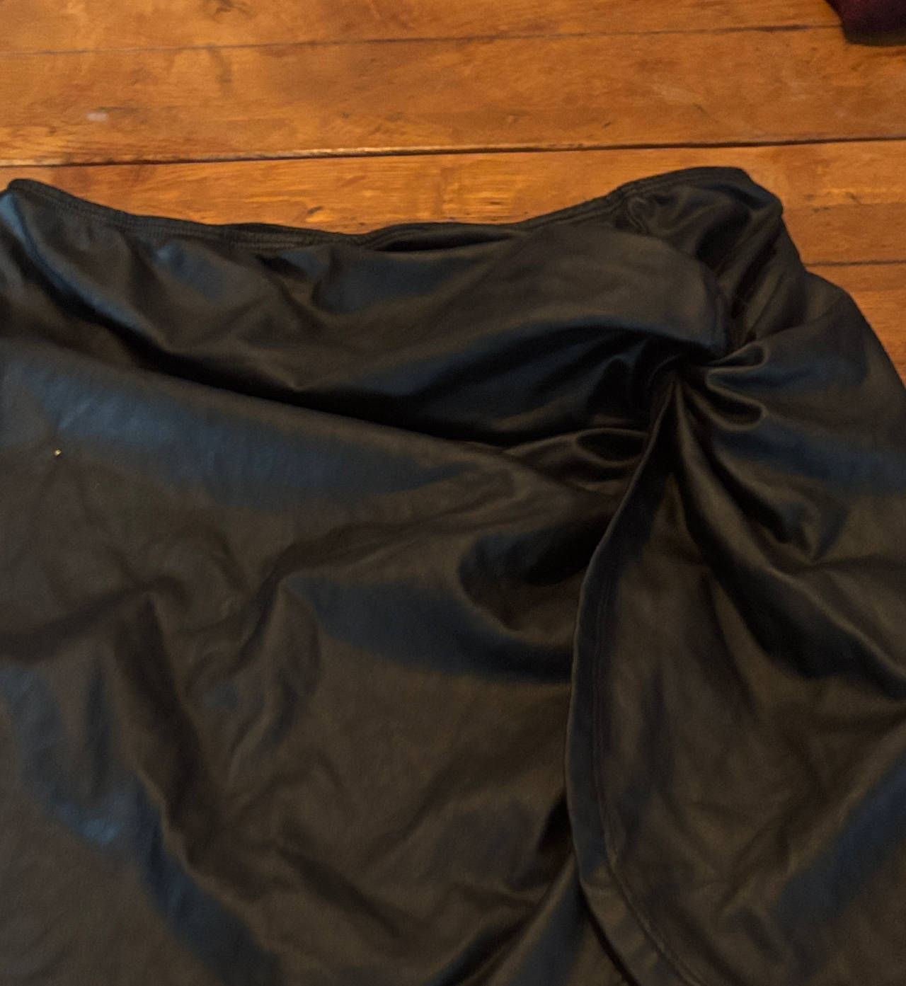 Black Faux Leather Wrap Mini Skirt