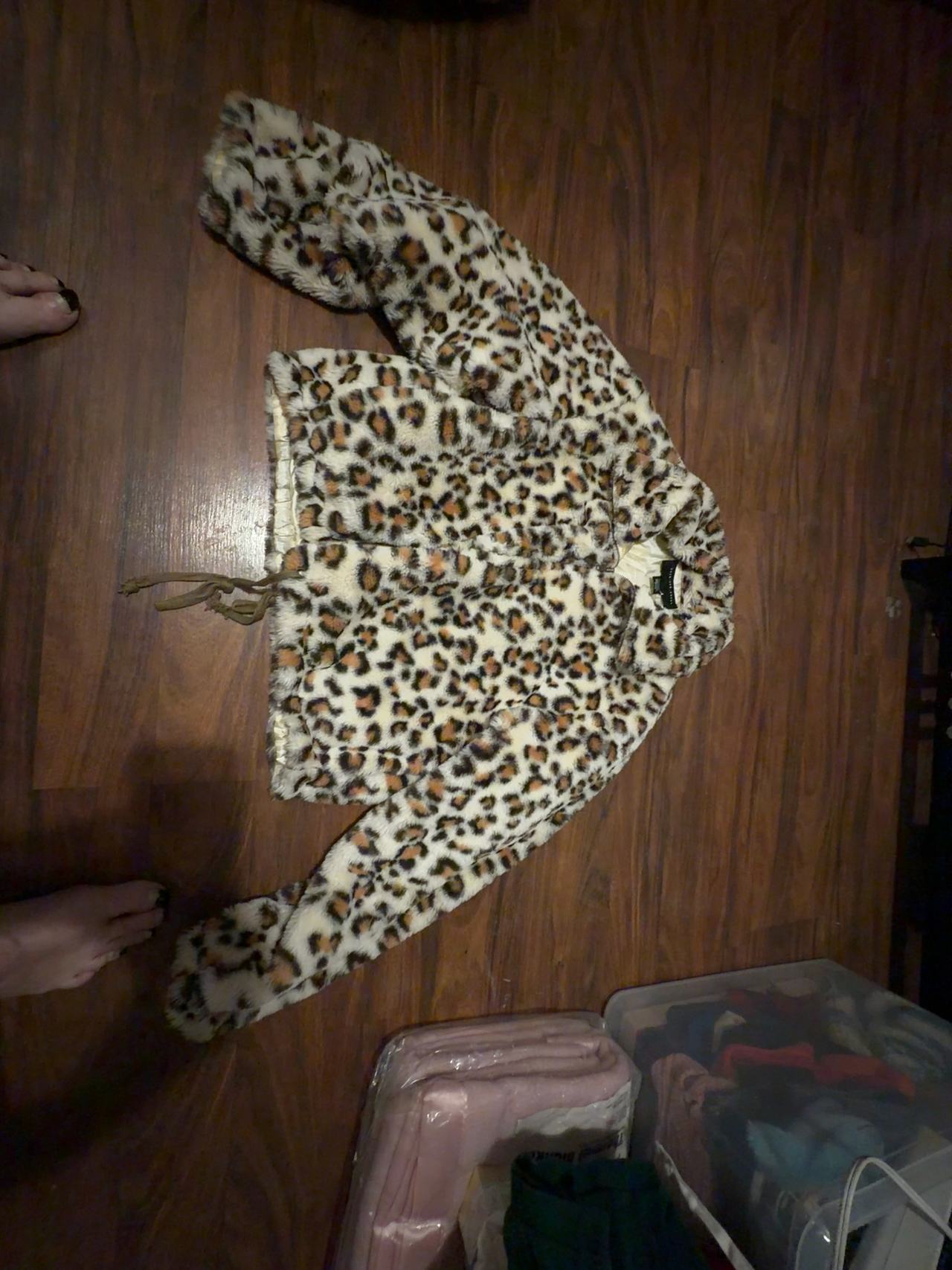 Victoria's Secret Pink Know One Cares Leopard Print Faux Fur Jacket