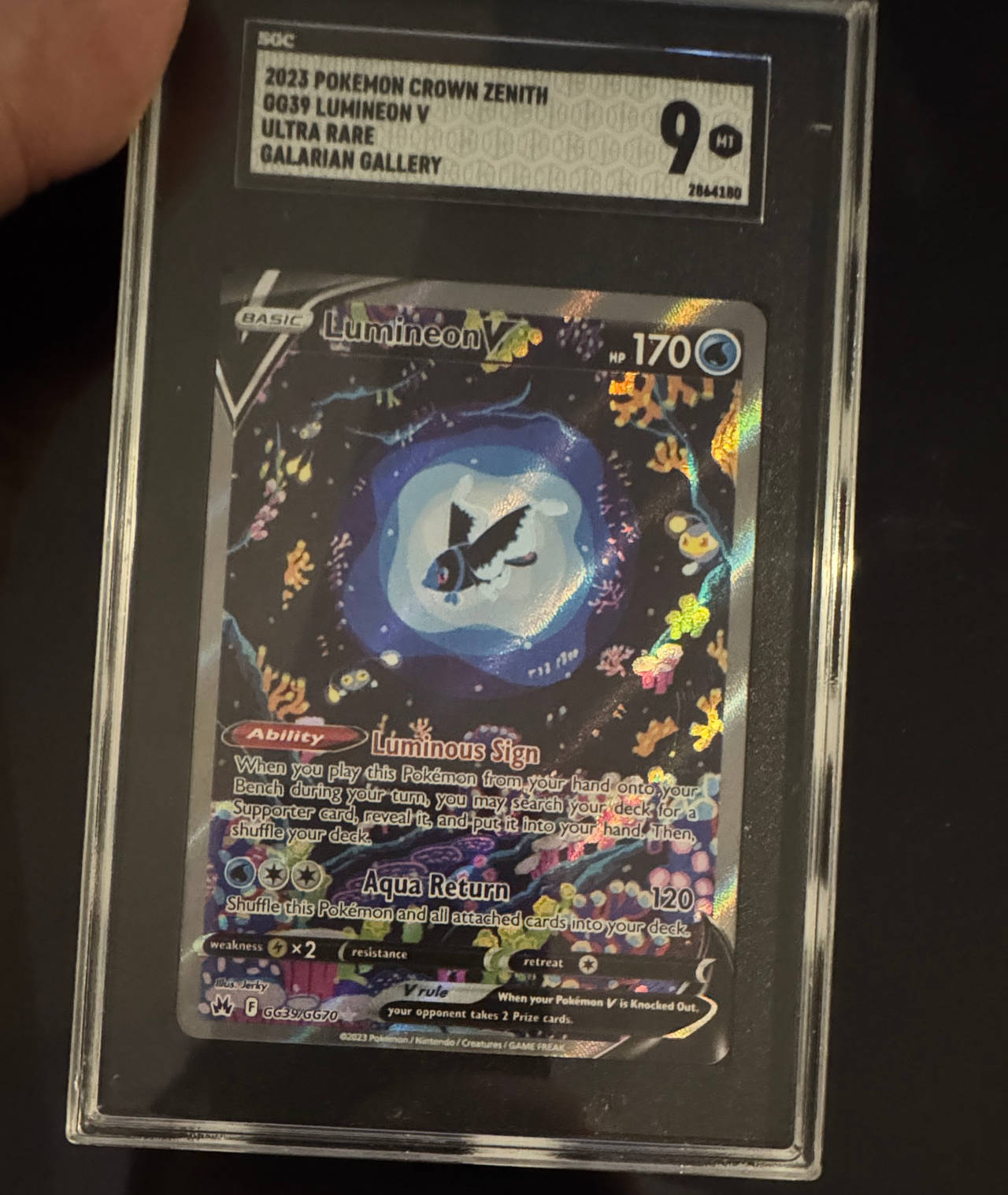 2023 Pokemon Crown Zenith Lumineon V Galarian Gallery GG39/GG70 SGC 9