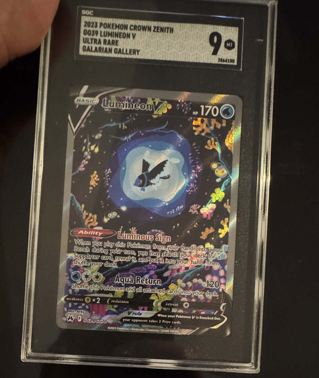 2023 Pokemon Crown Zenith Lumineon V Galarian Gallery GG39/GG70 SGC 9