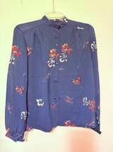 Floral Print Mock Neck Blouse - Blue - Image 2