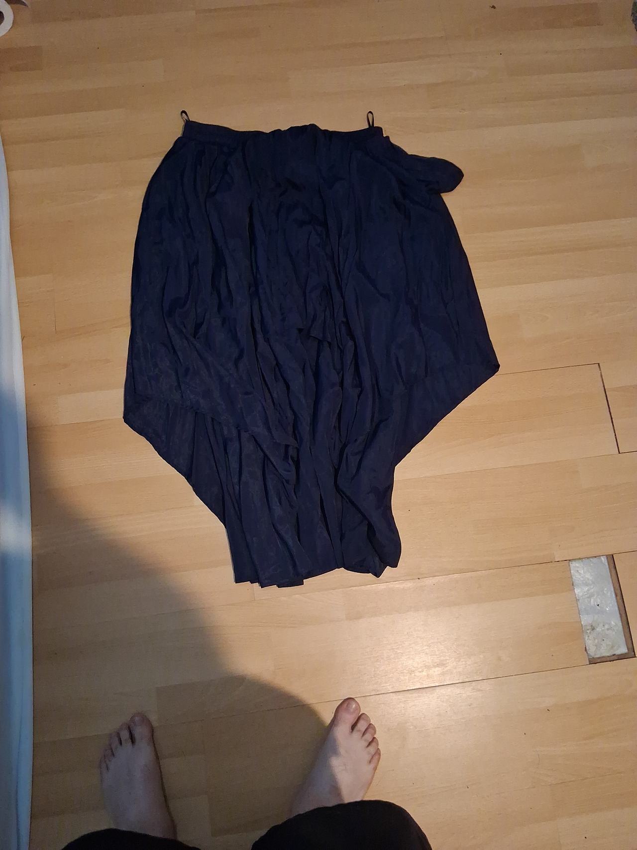 Navy Blue High-Low Asymmetrical Skirt