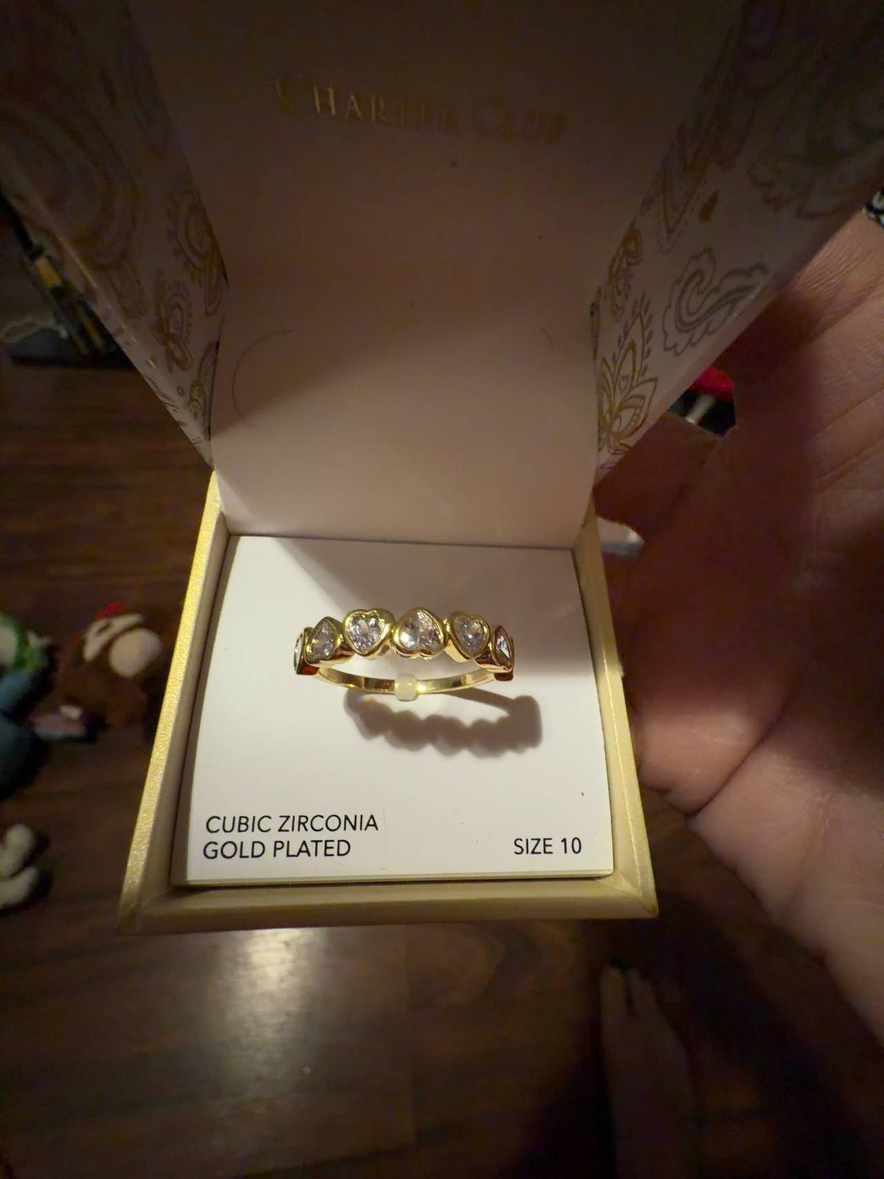 PalmBeach Jewelry 1 TCW Round White Cubic Zirconia Yellow Gold-Plated S-Link Ring