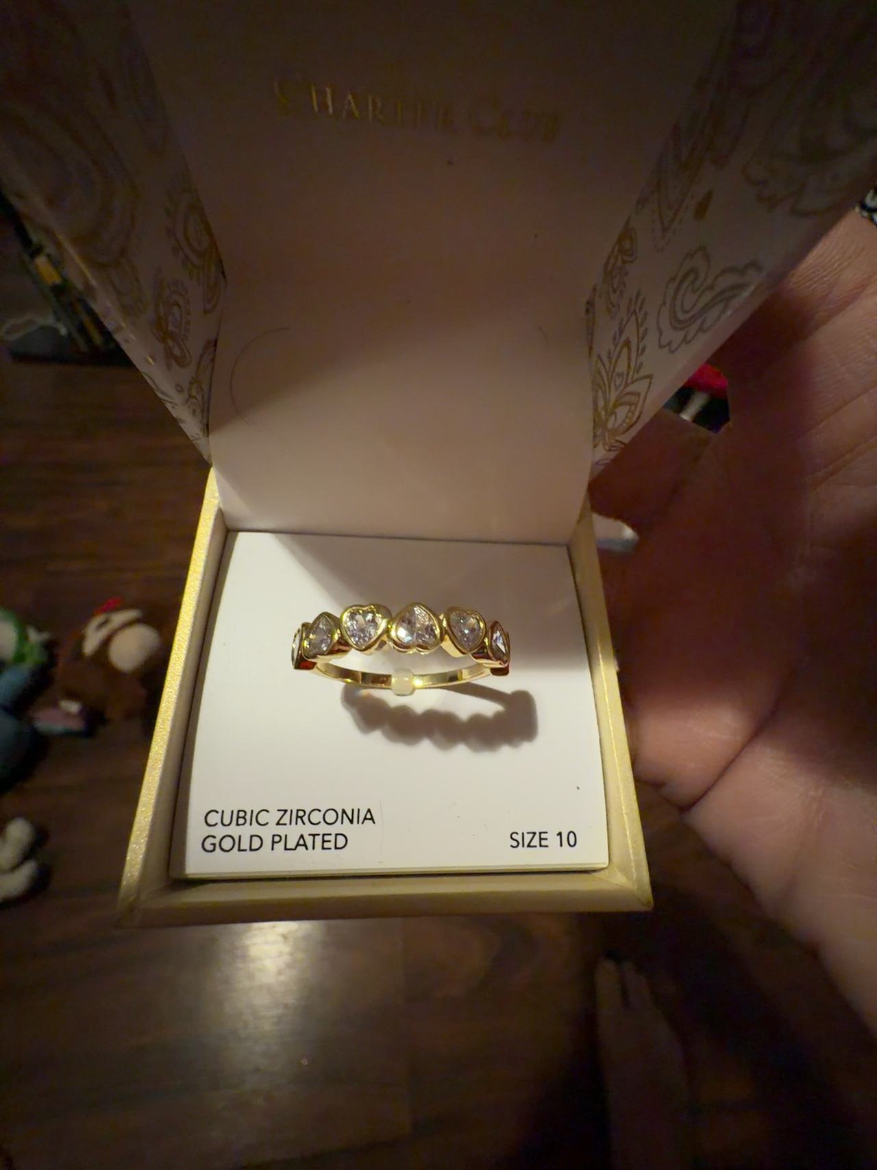PalmBeach Jewelry 1 TCW Round White Cubic Zirconia Yellow Gold-Plated S-Link Ring