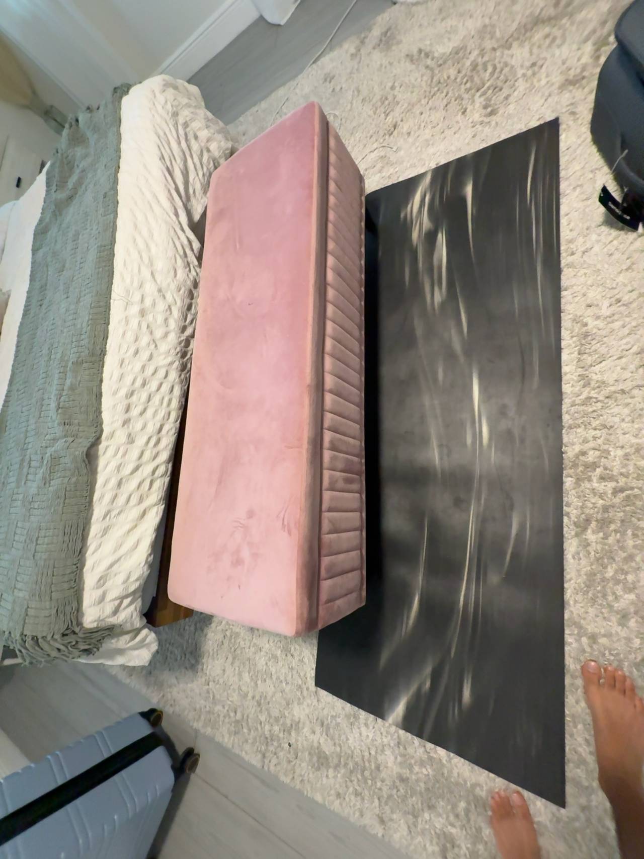 Legacy of Comfort Velvet Upholstered Storage Bench Pink