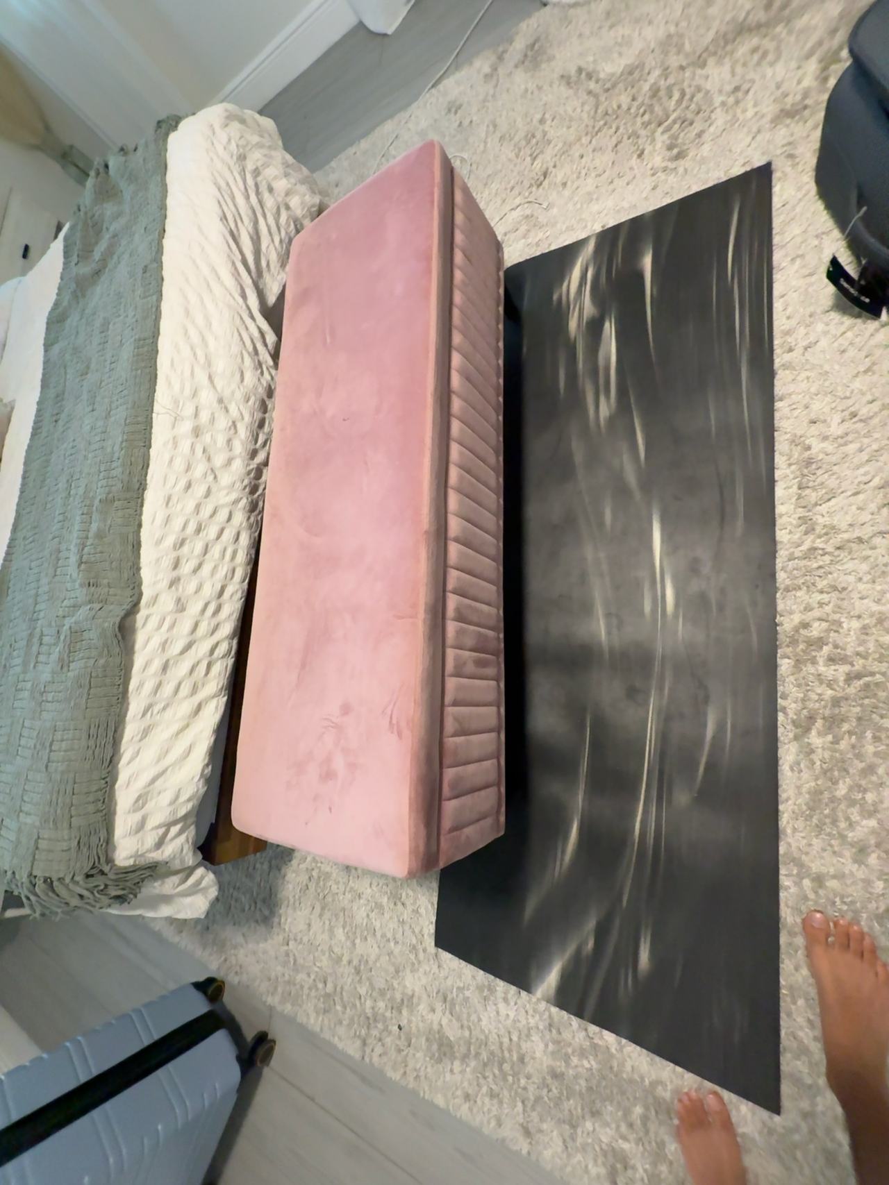 Legacy of Comfort Velvet Upholstered Storage Bench Pink