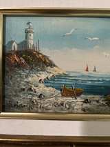 Brian Roche Nautical Oil Paintings in Faux Bamboo Frames - Image 5
