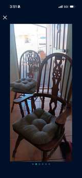 Round Oak Pedestal Dining Table with Claw Feet, Leaf, and 6 Chairs - Image 3