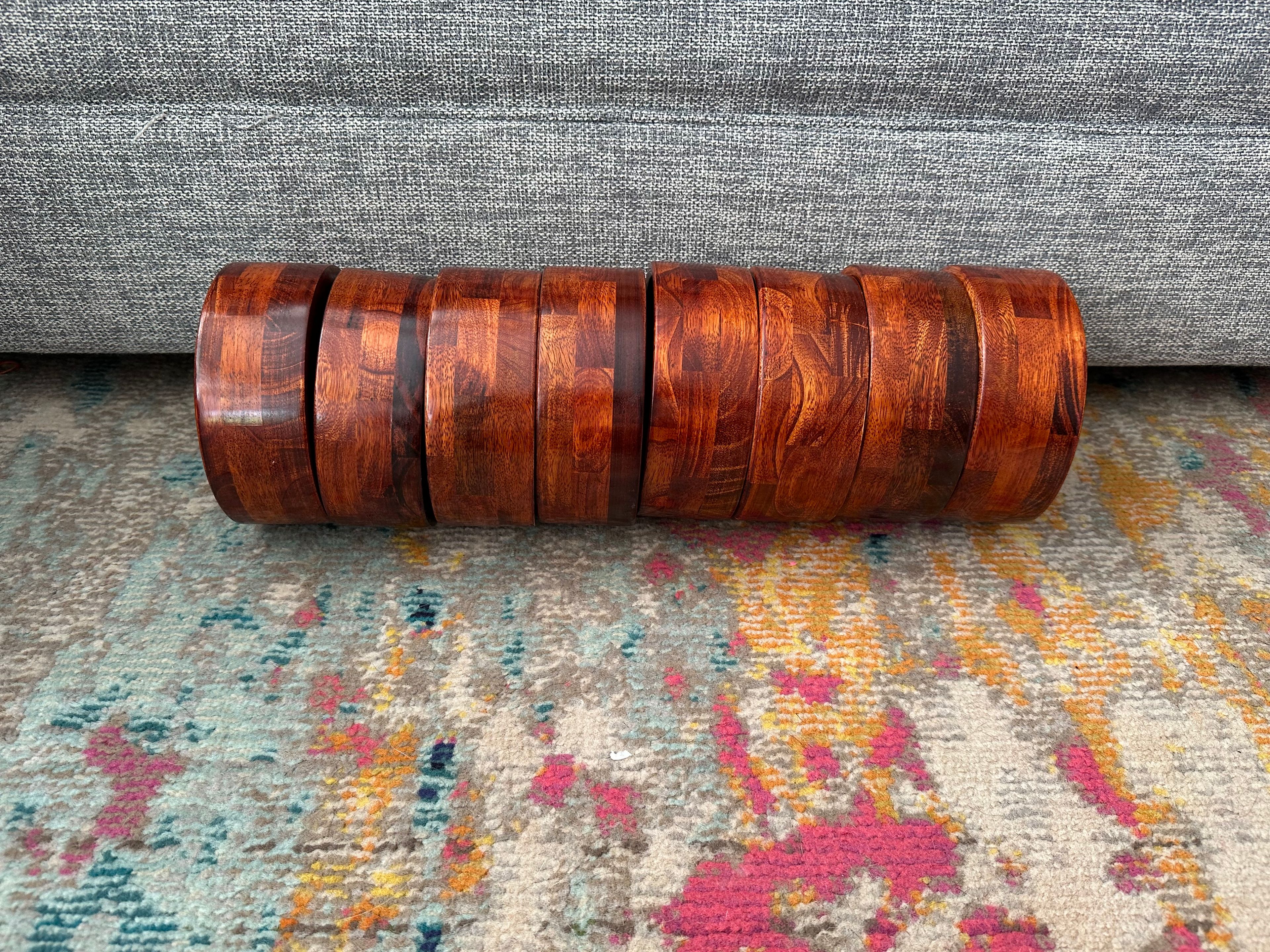 8 piece Wooden Salad Bowls - Image 4