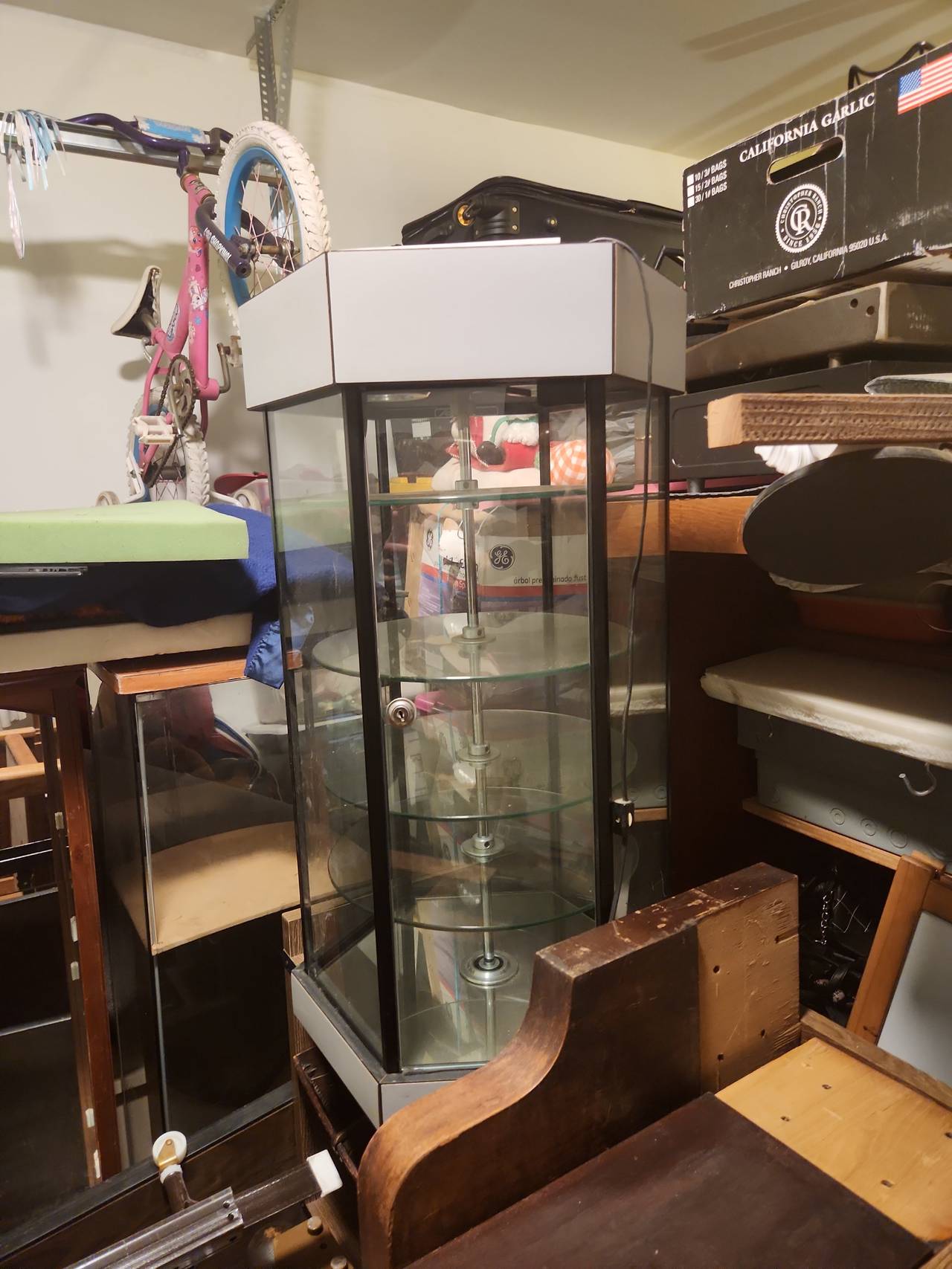 Hexagonal Rotating Glass Display Case
