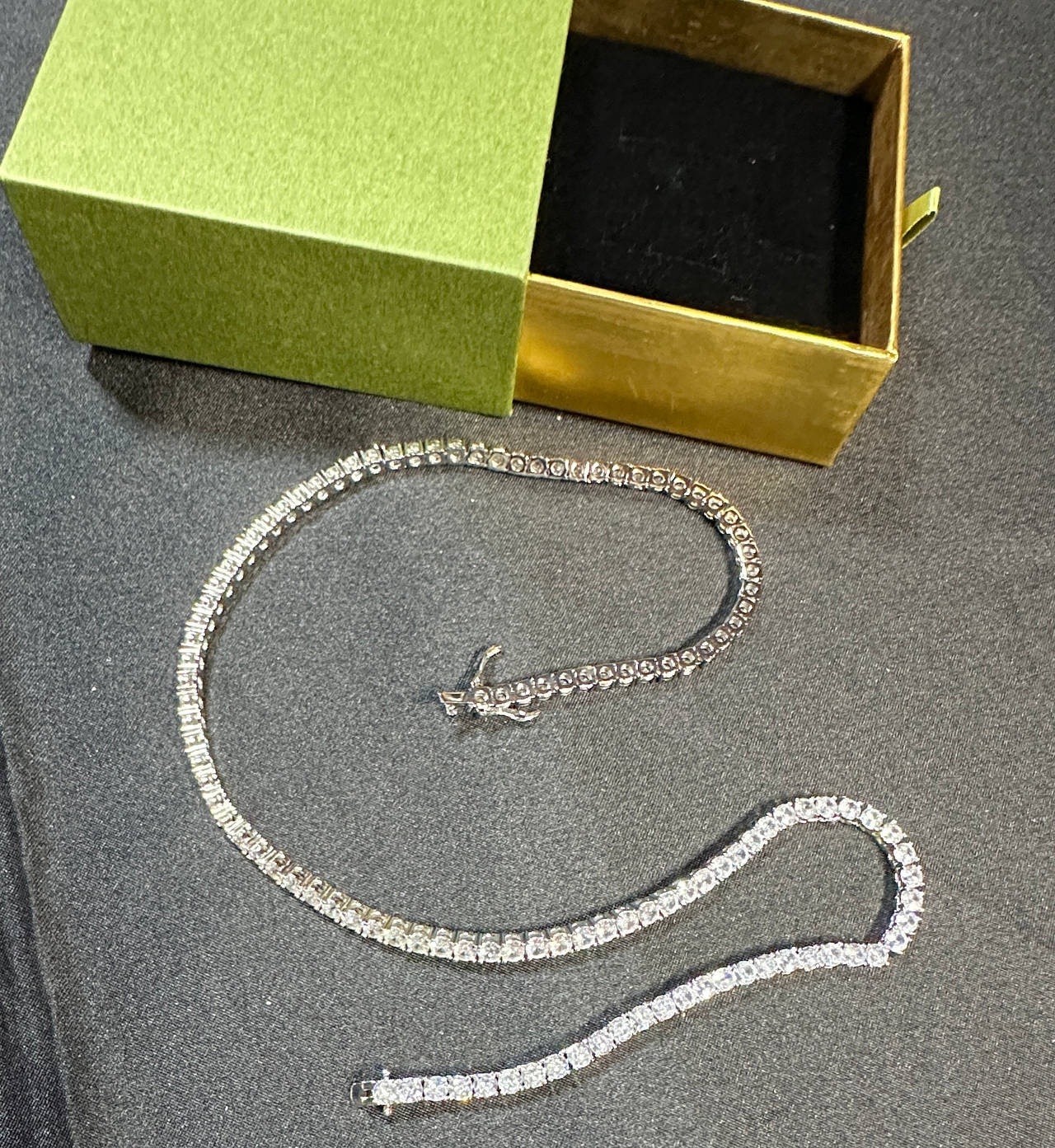 Silver Tone Tennis Necklace - 20"