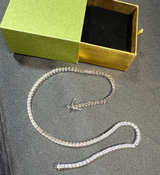 Silver Tone Tennis Necklace - 20" - Image 2