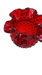 Fenton Ruby Red Hobnail Ruffled Vase - Image 5