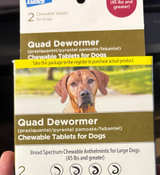 Elanco Quad Dewormer for Large Dogs (45 lbs and greater), 2 Chewable Tablets - Image 1