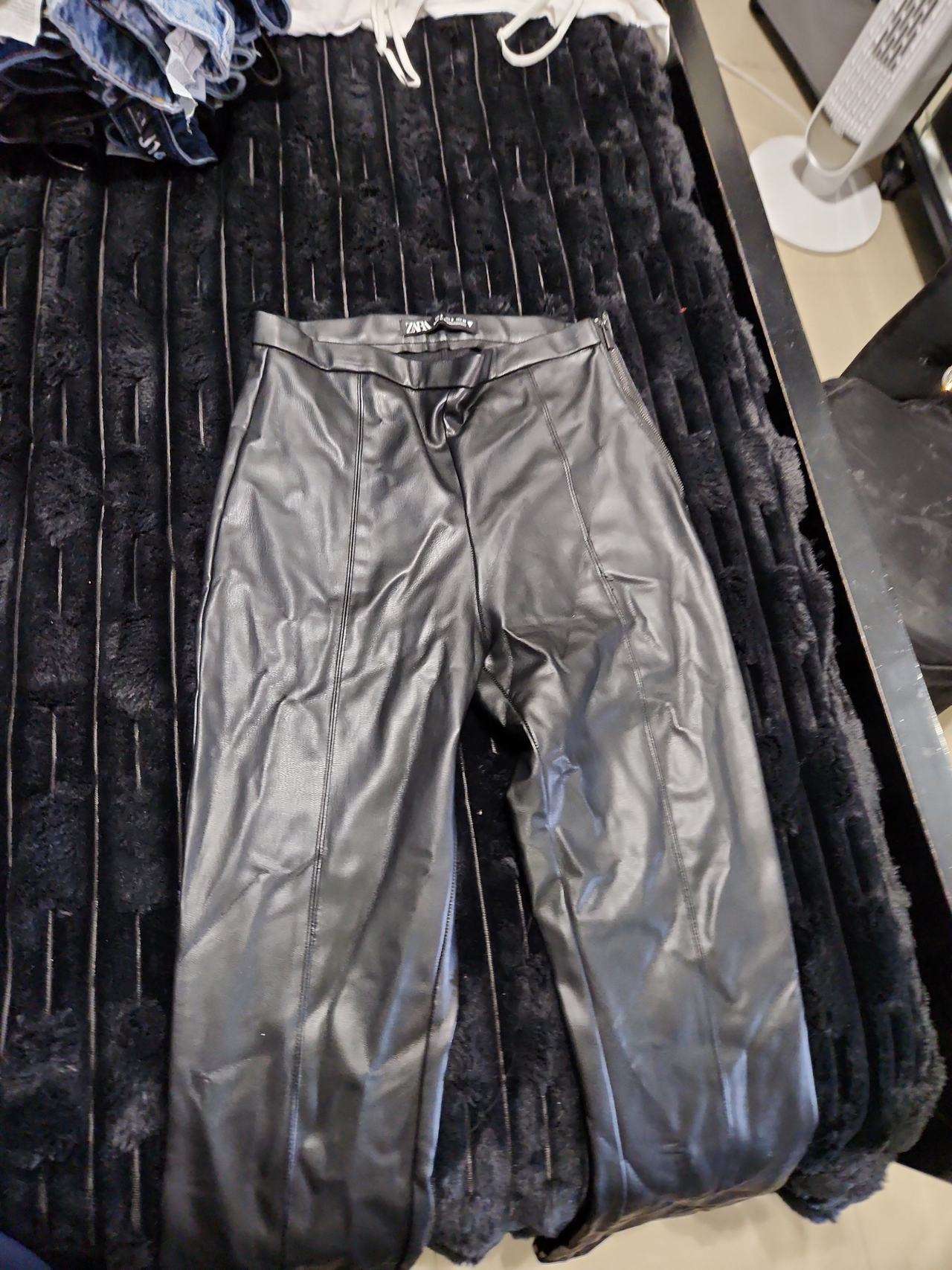 Zara Faux Leather High Waisted Pants with Seams