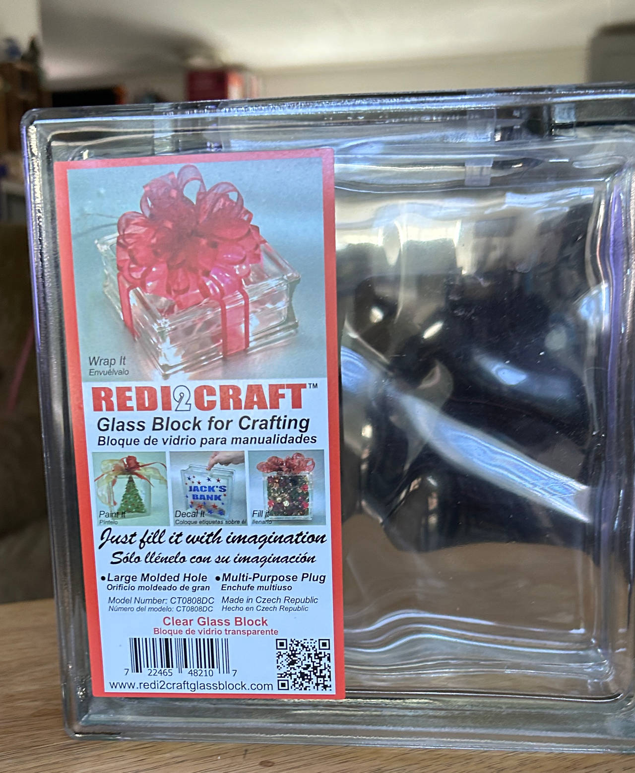 Redi2Craft 8x8x3 Clear Glass Craft Block