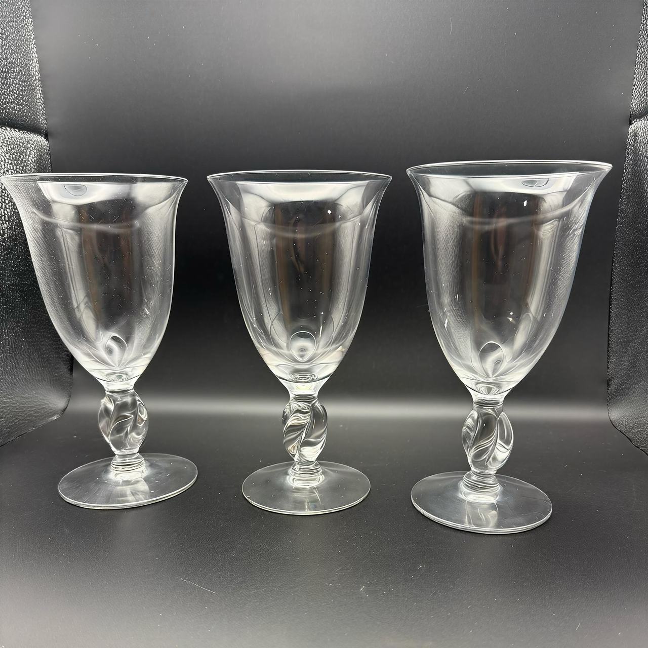 Steuben Twisted Stem Crystal Water Goblets