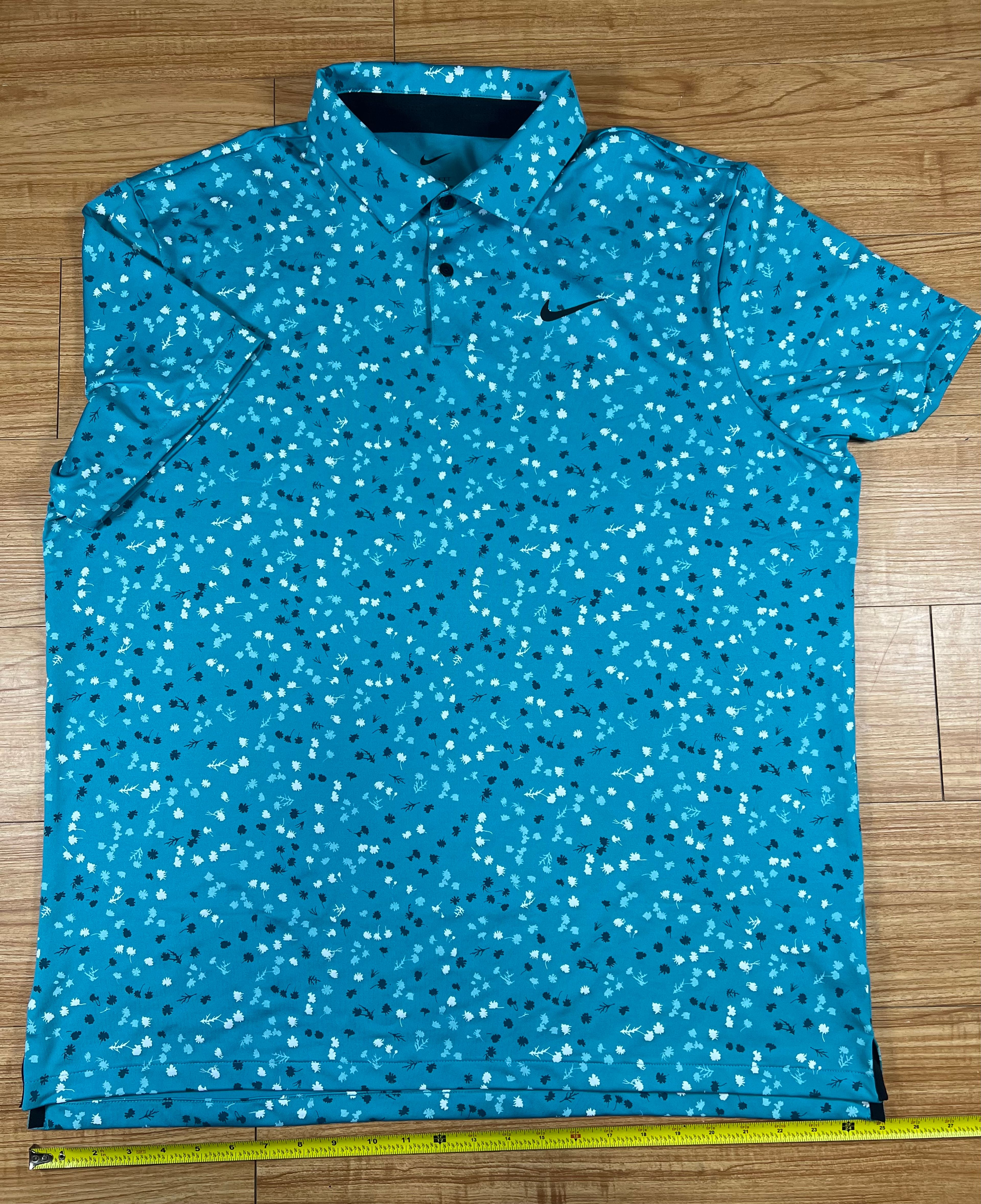 Nike Dri-FIT Tour Men's Floral Print Golf Polo Teal Nebula/Black - size XL - Image 4