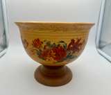 FTD Vintage Floral Ceramic Bowl With Wood Pedestal Yellow & Red Retro 1970’s - Image 3