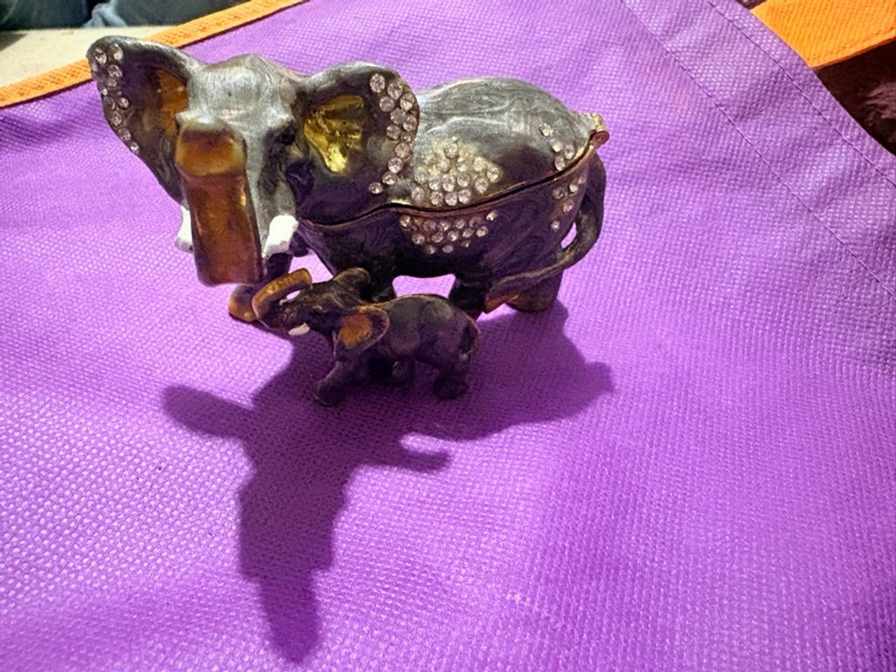 Roy Rose Gifts Bejeweled Dark Gray Elephant Trinket Box