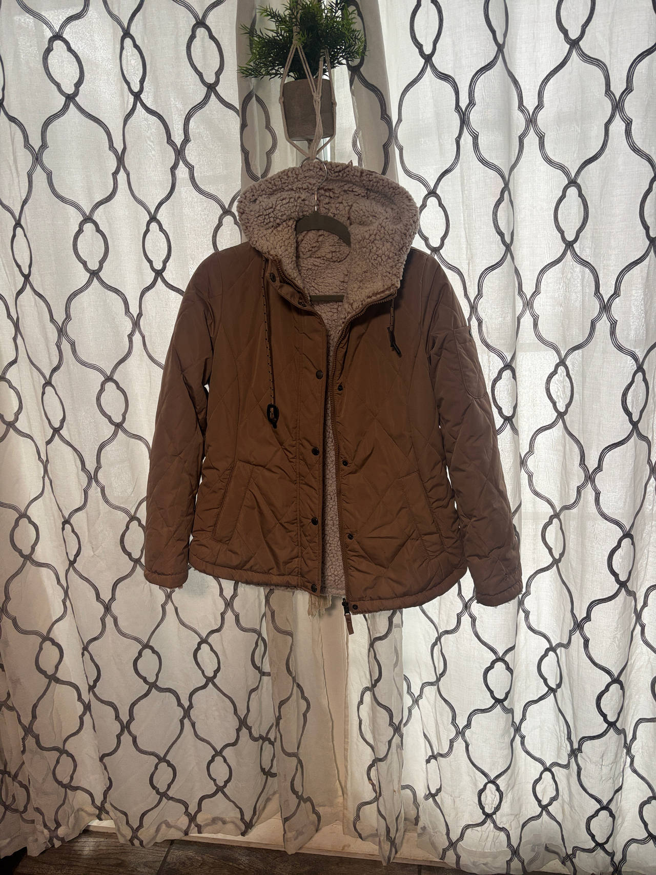 Quilted Sherpa Lined Hooded Jacket
