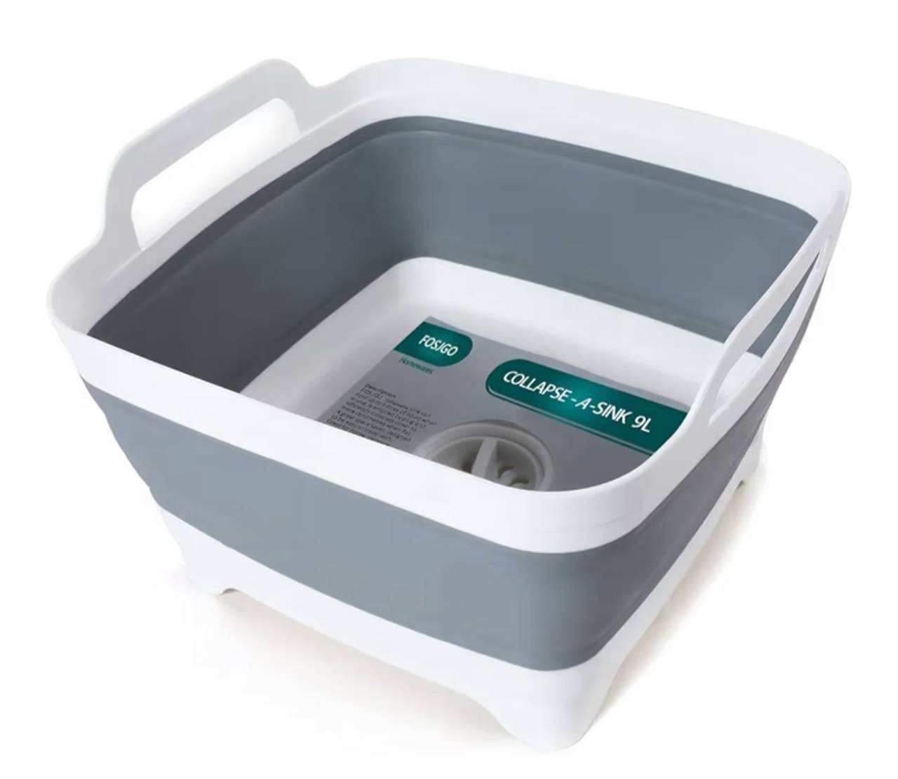 2.4 Gal(9L) Collapsible Dish Basin with Drain Plug,Space Saving Multiuse