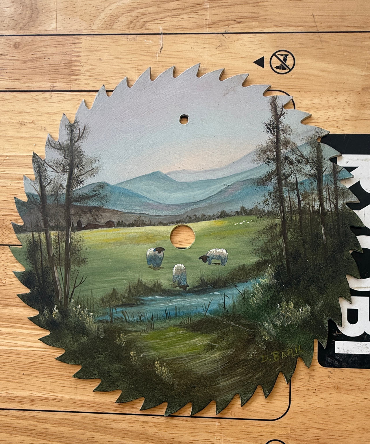 Hand Painted Circular Saw Blade Folk Art
