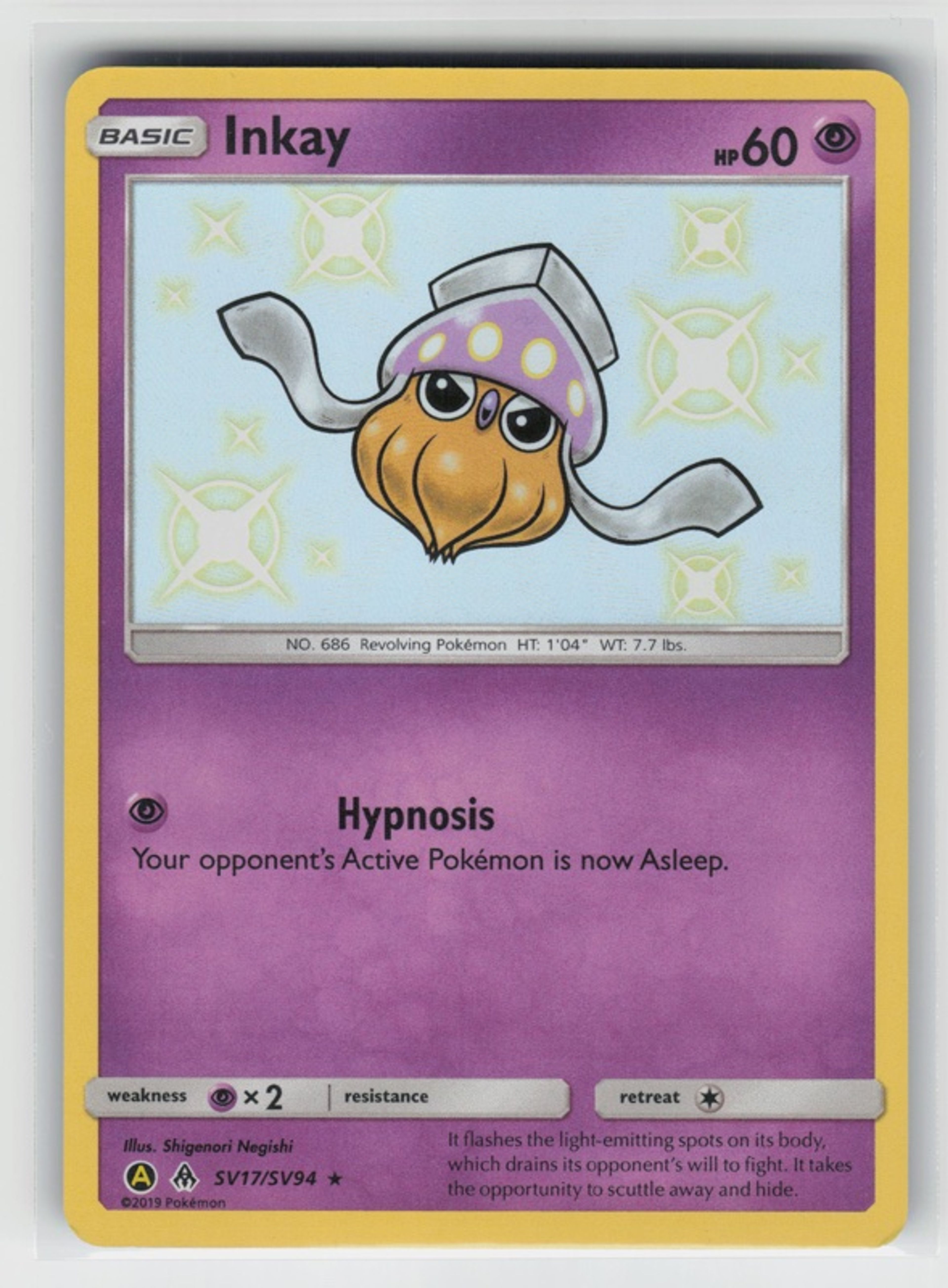 Pokemon Inkay Shiny Holo Hidden Fates