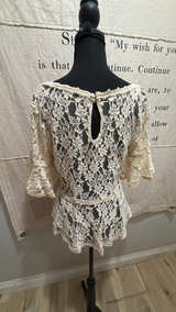 Free People Lace Peplum Top Cream - Image 2