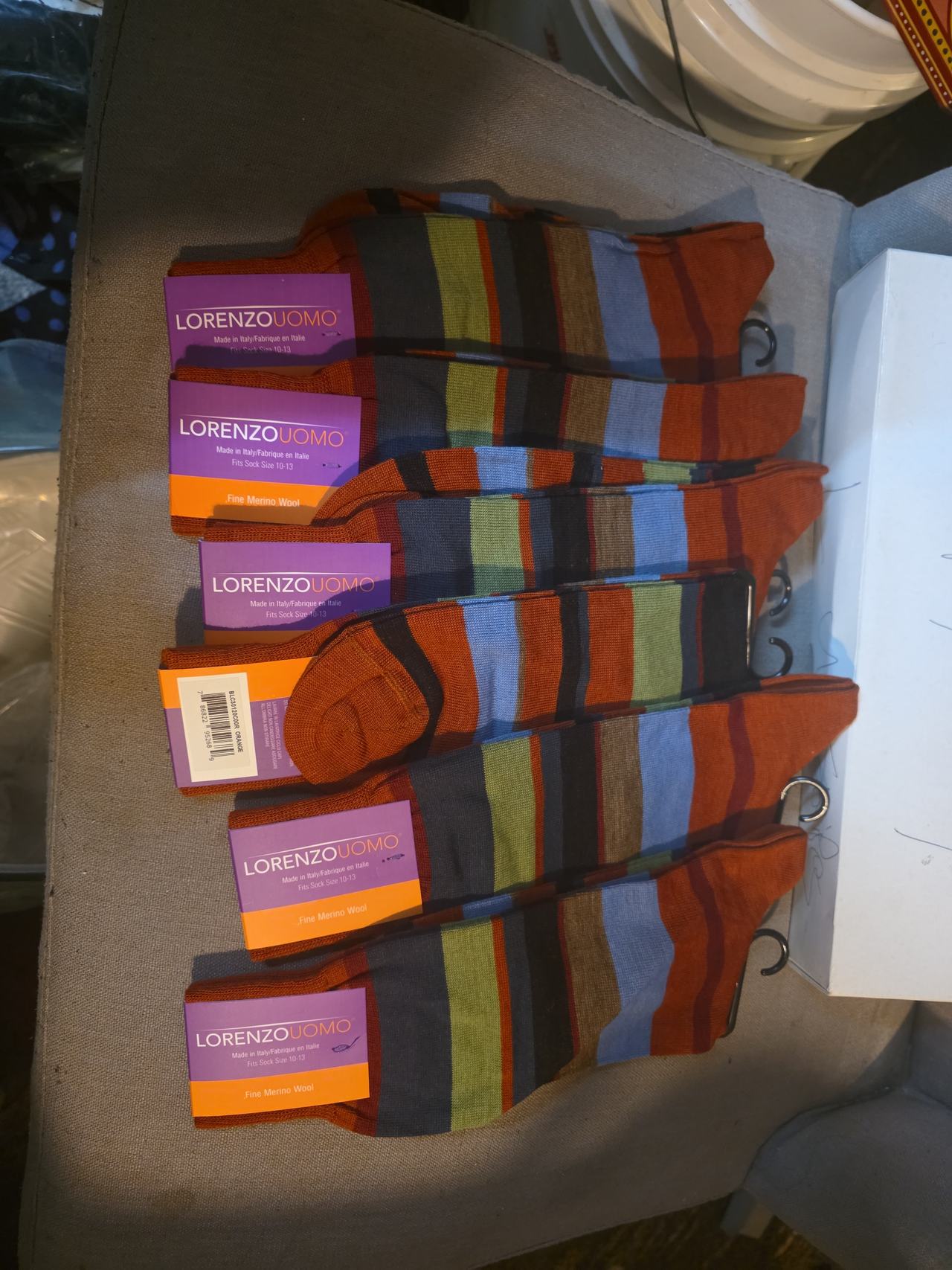 Lorenzo Uomo Fine Merino Wool Striped Dress Socks