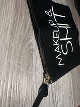 Makeup Bag "Makeup & Shit" Hilarious Bag for Women Diva Black with Gold Zipper - Image 2