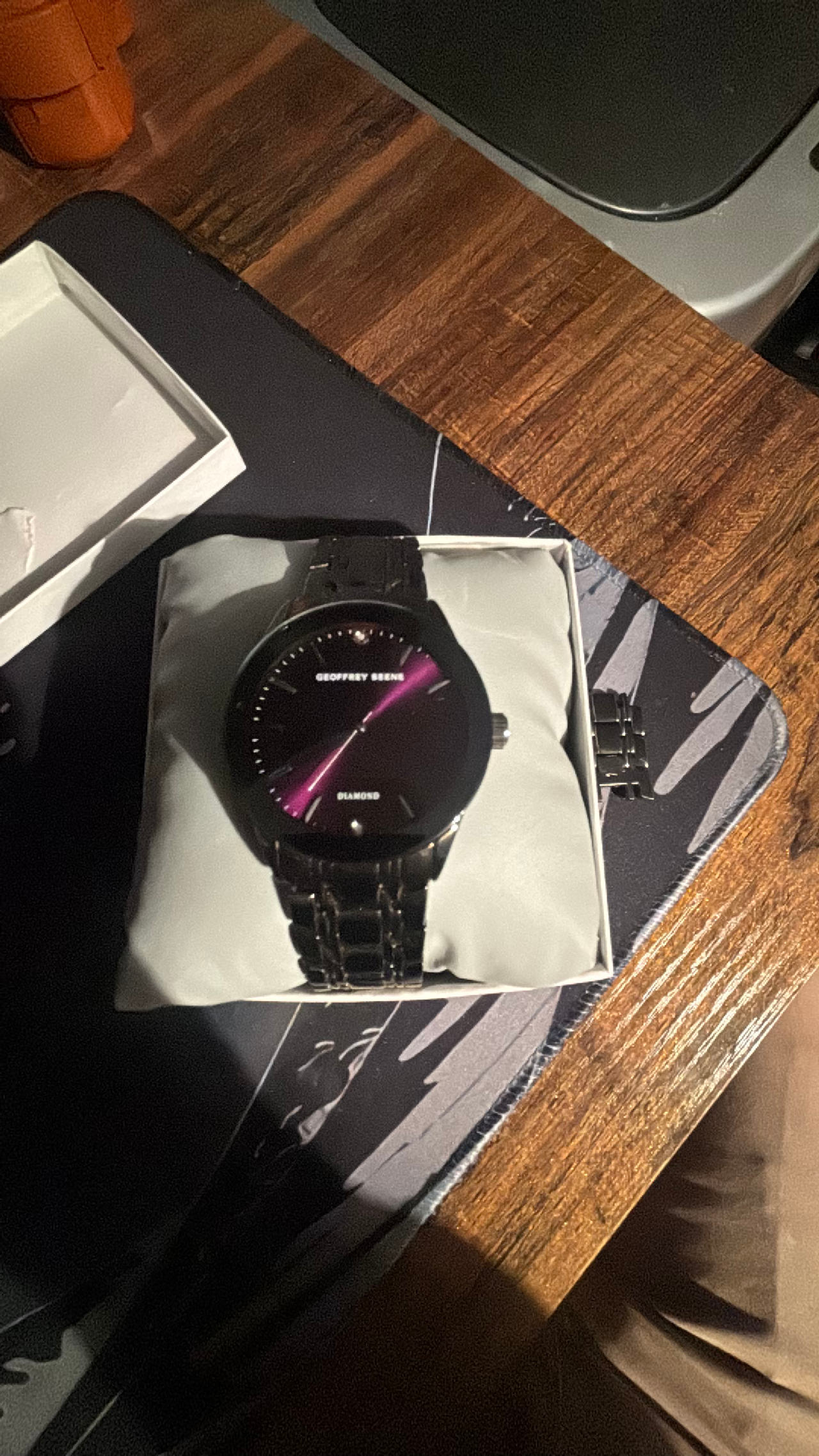 Geoffrey Beene Diamond Dial Gunmetal Watch