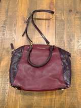 Michael Kors Riley Satchel Handbag Rich Wine Snakeskin - Image 5