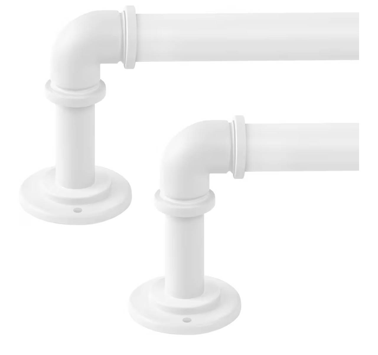 2-Pack White Industrial Curtain Rods for Windows 48-84 Inches (4-7 Feet), 1-Inch