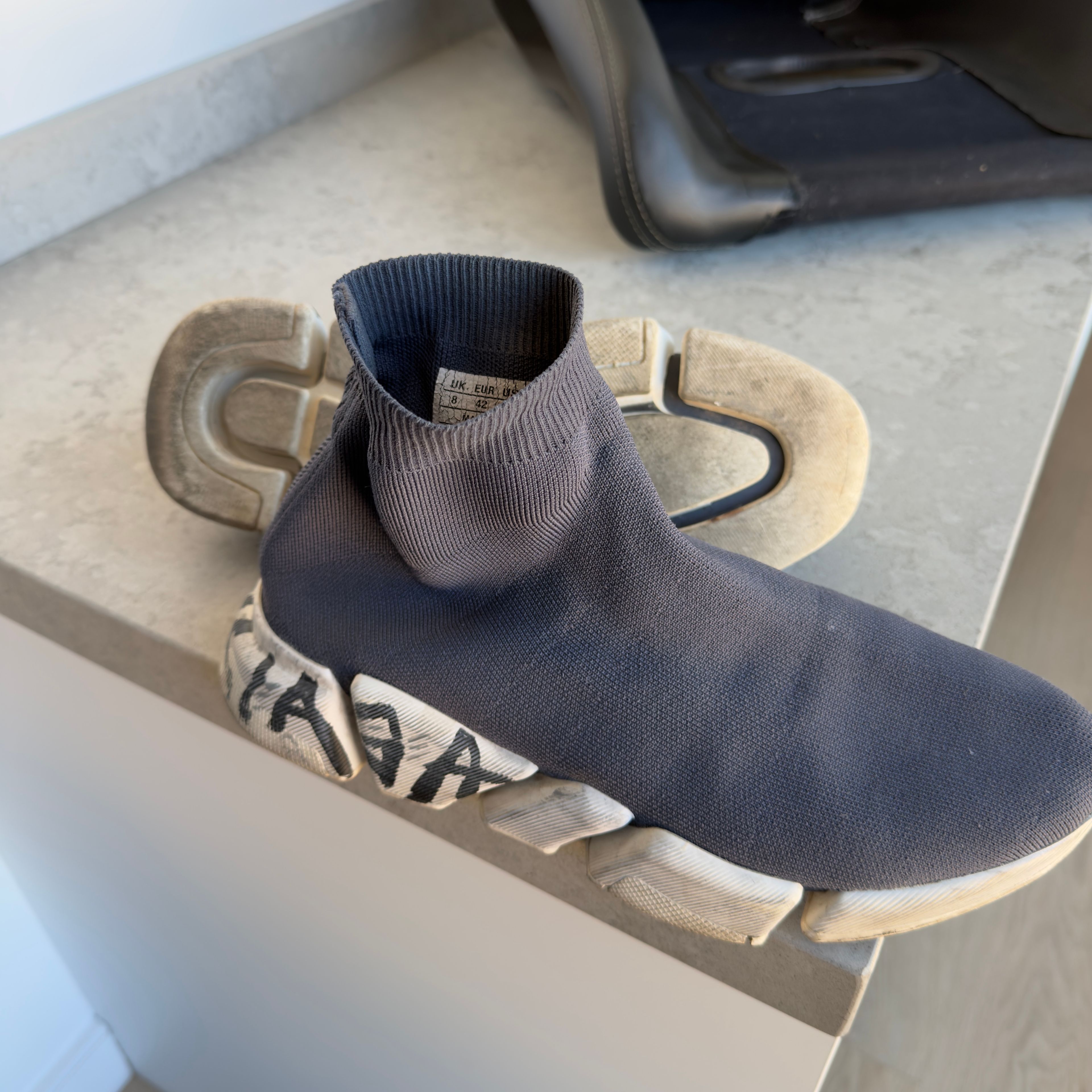 Balenciaga Speed 2.0 Graffiti Recycled Knit Navy - Image 2